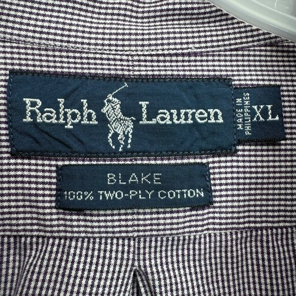 Ralph Lauren Blake XL Button-Down Shirt Purple White Checkered Pattern Cotton - Picture 3 of 7